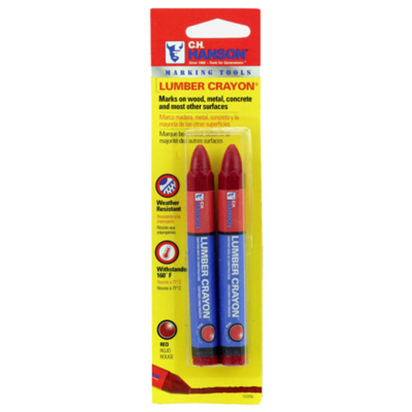 C. H. Hanson® 10356 Lumber Marking Crayon, Red, 2-Pack