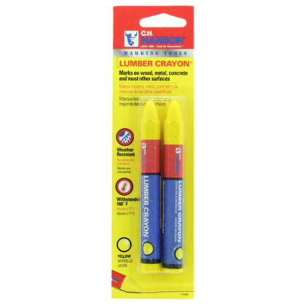 C. H. Hanson® 10386 Lumber Marking Crayon, Yellow, 2-Pack