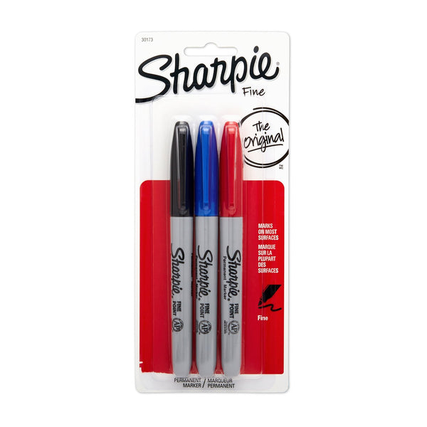 Sharpie® 30173PP Fine Point Permanent Markers, Assorted Colors, 3-Count