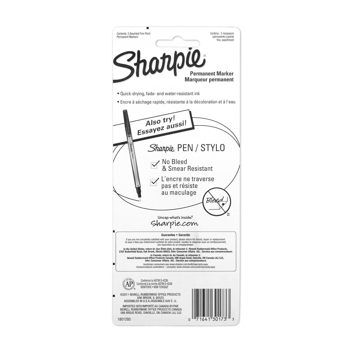 Sharpie® 30173PP Fine Point Permanent Markers, Assorted Colors, 3-Count