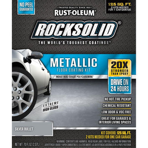Rust-Oleum® 286893 RockSolid® Metallic Floor Coating Kit, Silver Bullet, 70 Oz