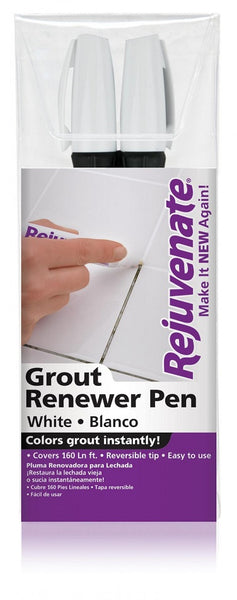 Rejuvenate® RJ2GMW Grout Renewer Pens, White, 2-Count