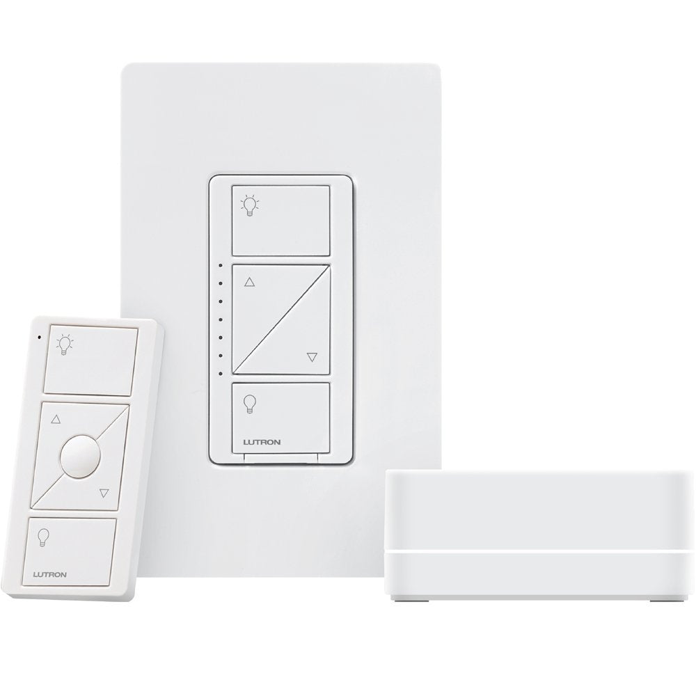 Lutron P-BDG-PKG1W Caseta Wireless Dimmer Kit with Smart Bridge, White