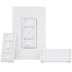 Lutron P-BDG-PKG1W Caseta Wireless Dimmer Kit with Smart Bridge, White