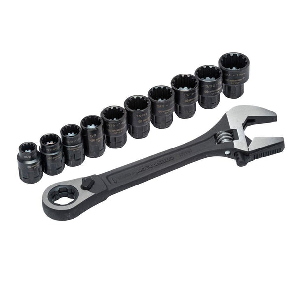 Crescent® CPTAW8 X6™ - Pass-Thru™ Adjustable Wrench & Socket Set, 11-Piece