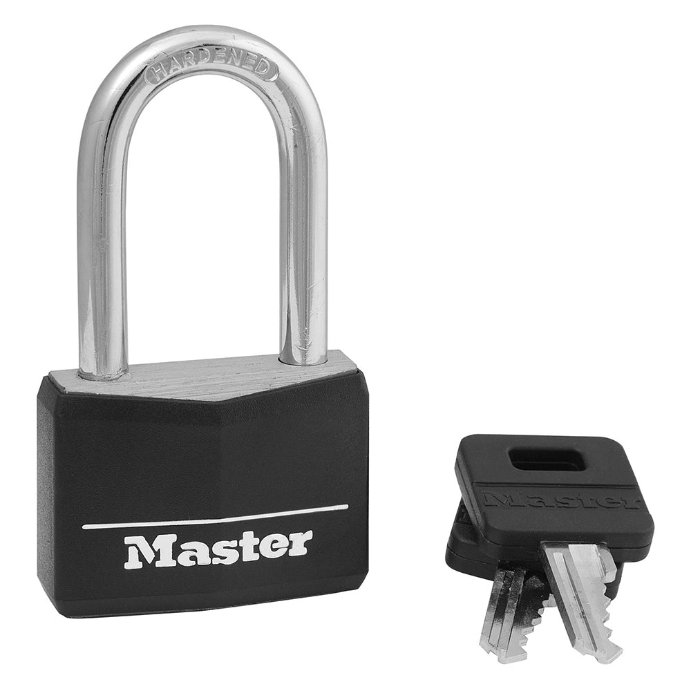 Master Lock® 141DLF Black Covered Solid Body Padlock, 1-1/2" Shackle, 1-9/16"
