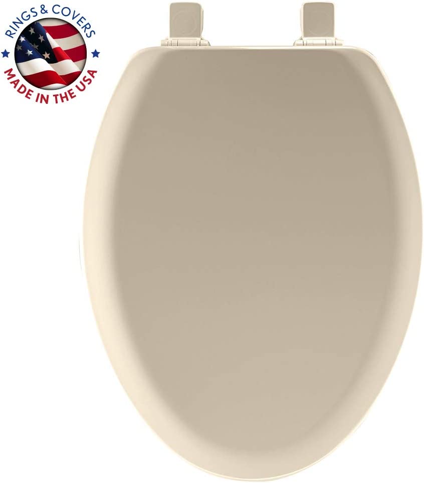Mayfair 141EC-006 Elongated Molded Wood Toilet Seat w/Easy-Clean Hinges, Bone