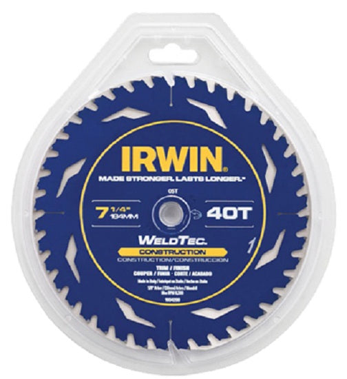 Irwin® 1934299 Weld-Tec Carbide Tipped Circular Saw Blade, 7-1/4", 40 Tooth