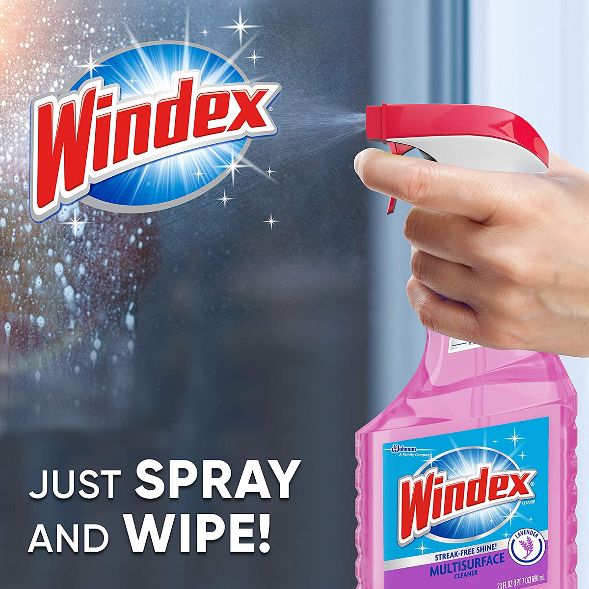 Windex 70342 Non-Toxic Multi-Surface Cleaner, Lavender Scent, 23 Oz