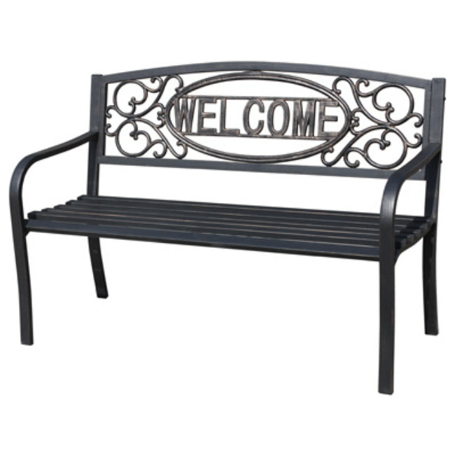 Four Seasons Courtyard IP-D1812BK-2 Welcome Steel Frame Park Bench, 500 Lbs