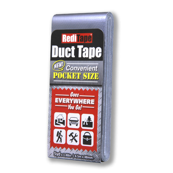 RediTape® SIL-504 Convenient Pocket Size Duct Tape, Silver, 5 Yds x 1.88"