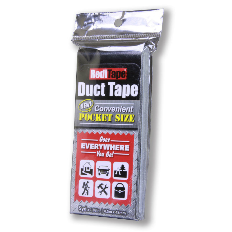 RediTape® BLK-500 Convenient Pocket Size Duct Tape, Black, 1.88" x 5 Yds