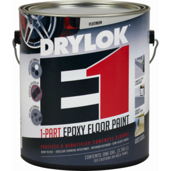 Drylok® 23813 Epoxy E-1 1-Part Semi-Gloss Floor Paint, Platinum, 1 Gallon