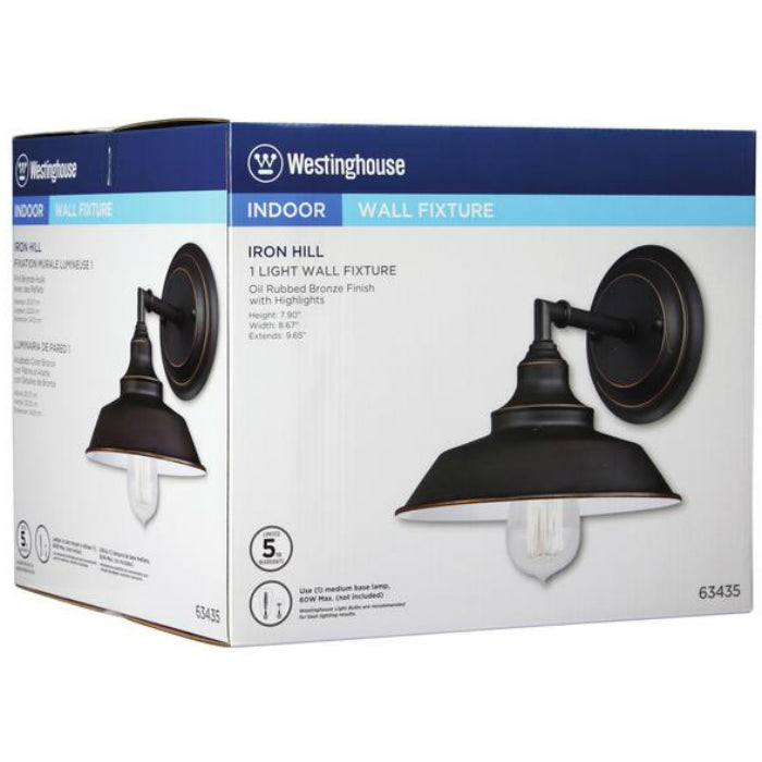 Westinghouse 63435 Iron Hill One-Light Indoor Wall Fixture, Oil Rubbed Bronze