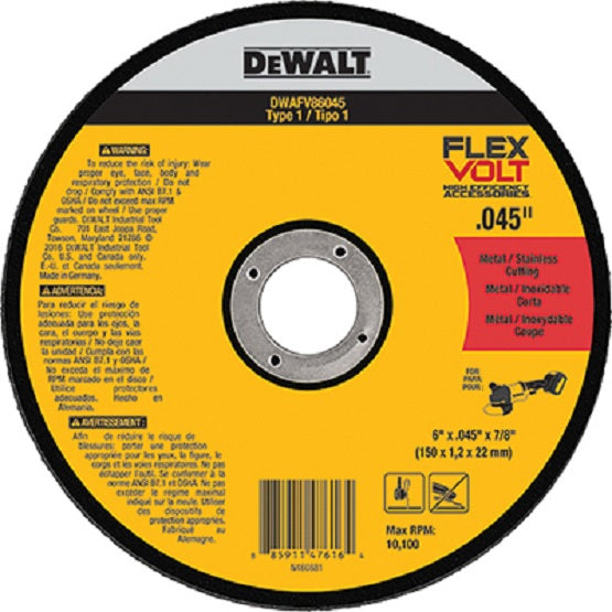 DeWalt® DWAFV86045 Flexvolt Metal Cutting Wheels, Type 1