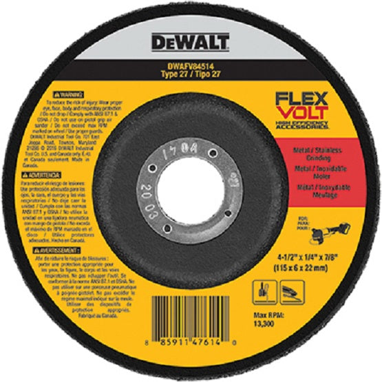 DeWalt® DWAFV84514 Flexvolt Metal Grinding Wheels, Type 27