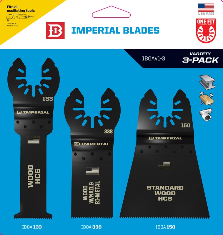 Imperial Blades IBOAV1-3 One Fit Oscillating Tool Blades, Variety 3-Pack