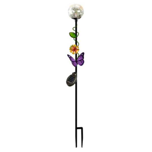 Four Seasons 830-1431 Solar Color-Changing Ball with Butterfly Stake Light