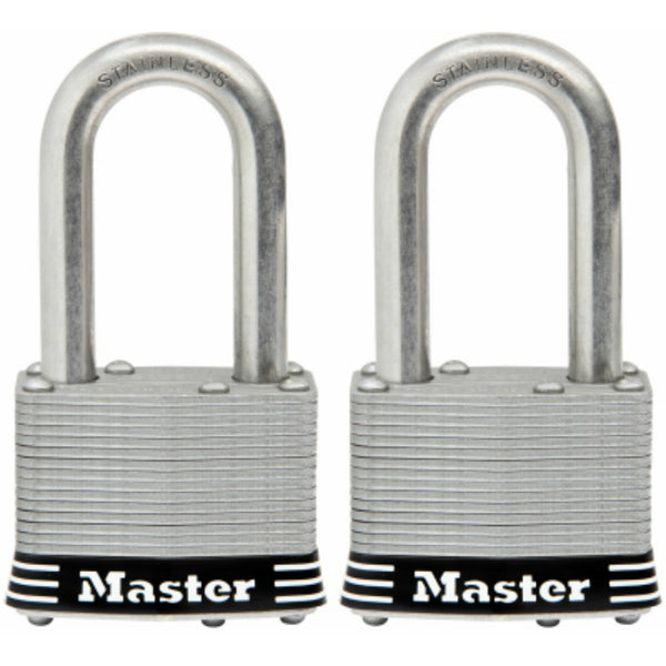 Master Lock® 1SSTLFHC Laminated Padlock w/ Stainless Steel Shackle, 1-3/4", 2-PK