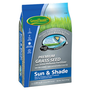 Green Thumb® GREUN165 Premium Coated Sun & Shade Grass Seed, 7 Lb