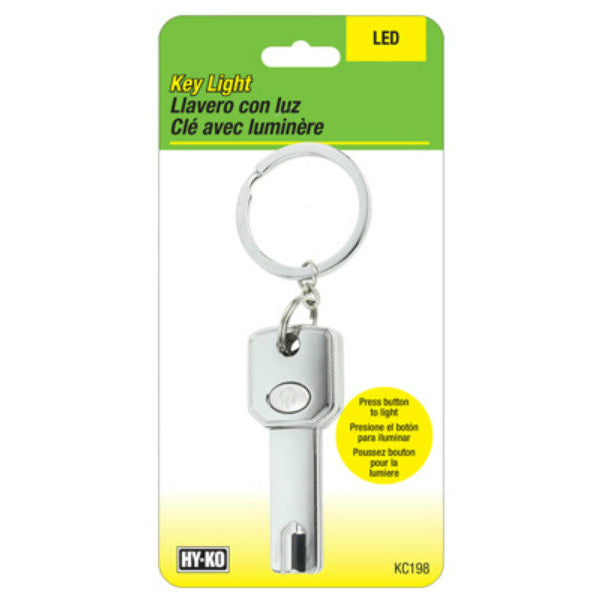 Hy-Ko KC198 Key Shaped LED Flashlight with Key Chain, Silver