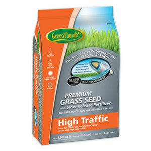 Green Thumb® GREUN195 Premium Coated Play Area & High Traffic Grass Seed, 7 Lb