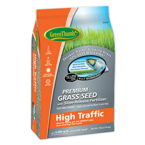 Green Thumb® GREUN195 Premium Coated Play Area & High Traffic Grass Seed, 7 Lb