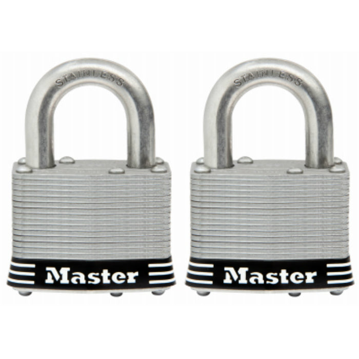 Master Lock 5SSTHC Laminated Padlock with 1" Stainless Steel Shackle, 2", 2 Pk