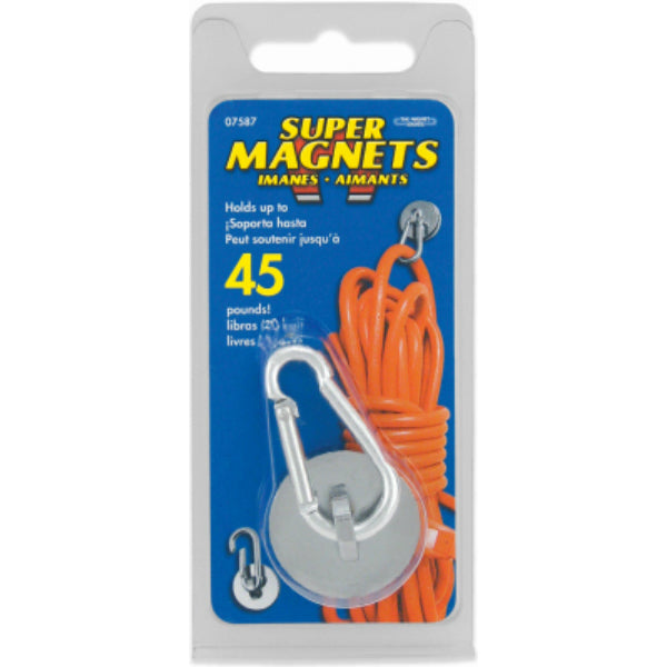 The Magnet Source 07587 Neodymium Magnet with Carabineer Hook, 1.125" Dia