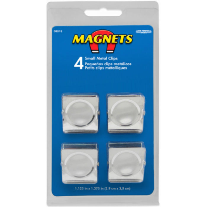 The Magnet Source™ 08018 Chrome Plated Small Metal Magnetic Clips, 1.125"x1.375", 4 PC