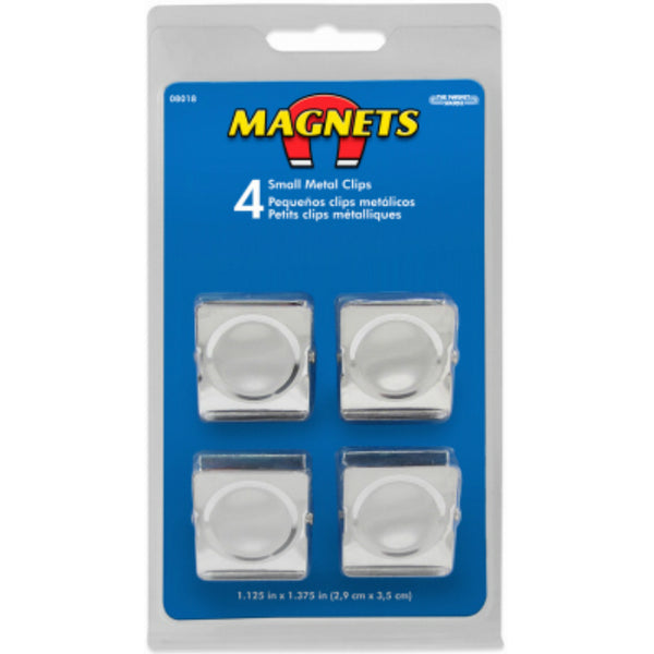The Magnet Source™ 08018 Chrome Plated Small Metal Magnetic Clips, 1.125"x1.375", 4 PC