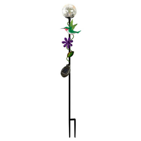 Four Seasons 830-1430 Solar Color-Changing Ball with Hummingbird Stake Light