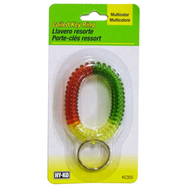 Hy-Ko KC355 Stretchy Wrist Coil with Key Ring, Multicolor