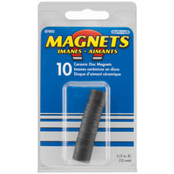 The Magnet Source 07002 Ceramic Disc Magnets, 0.5"D x 0.1875" Thick, 10-Piece