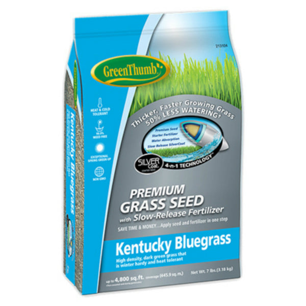 Green Thumb® GREUN215 Premium Kentucky Bluegrass Seed w/ Fertilizer, 7 Lbs