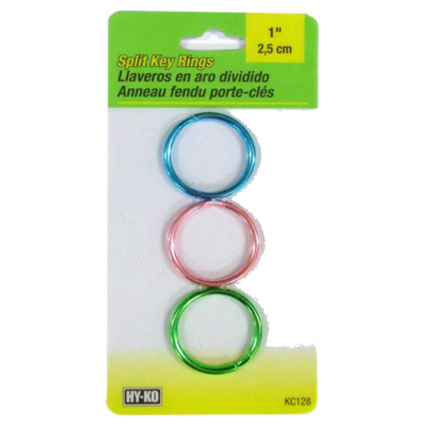 Hy-Ko KC128 3-In-1 Pastel Split Key Rings, 2 Assorted Colors, 3-Piece