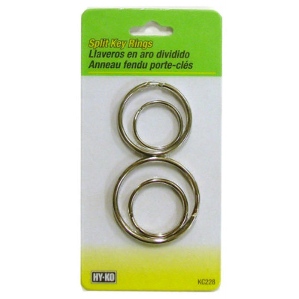 Hy-Ko KC228 Rust Resistant Steel Split Key Rings, Silver, 4 Pack