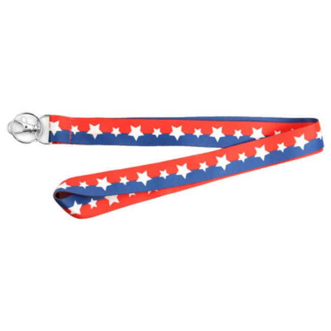 Hy-Ko LAN-103 Lanyard with Metal Clip, Red/White/Blue Stars, 18" x 1"