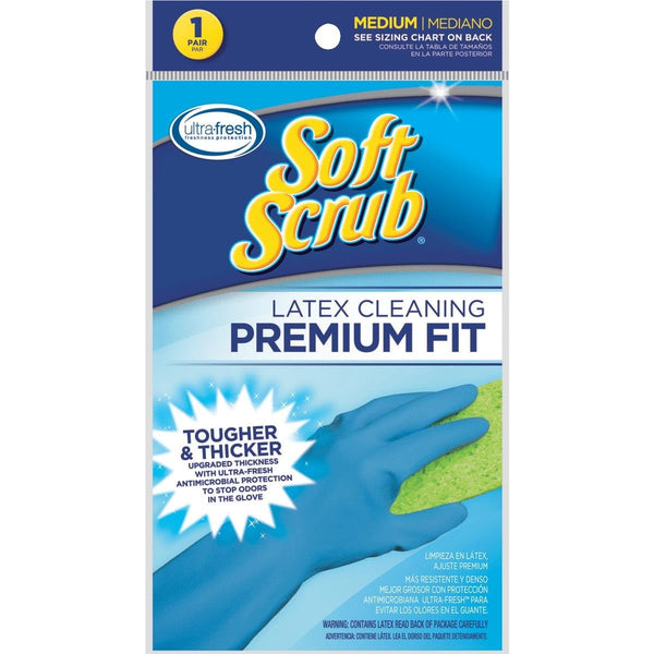 Soft Scrub 12411-26 Premium Fit Latex Reusable Cleaning Gloves, Medium, 1-Pair