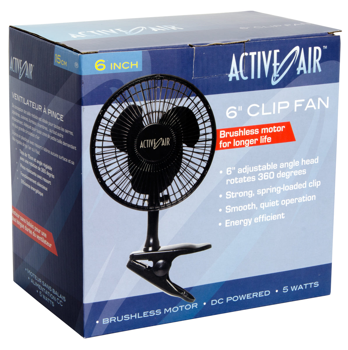 Active Air HORF6 DC Powered Clip Fan with 5W Brushless Motor, 6"