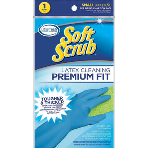 Soft Scrub 12410-26 Premium Fit Latex Reusable Cleaning Gloves, Small, 1-Pair