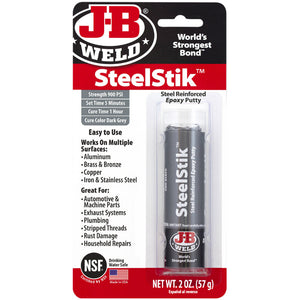 J-B® Weld 8267 SteelStik™ Steel Reinforced Epoxy Putty Stick, 2 Oz