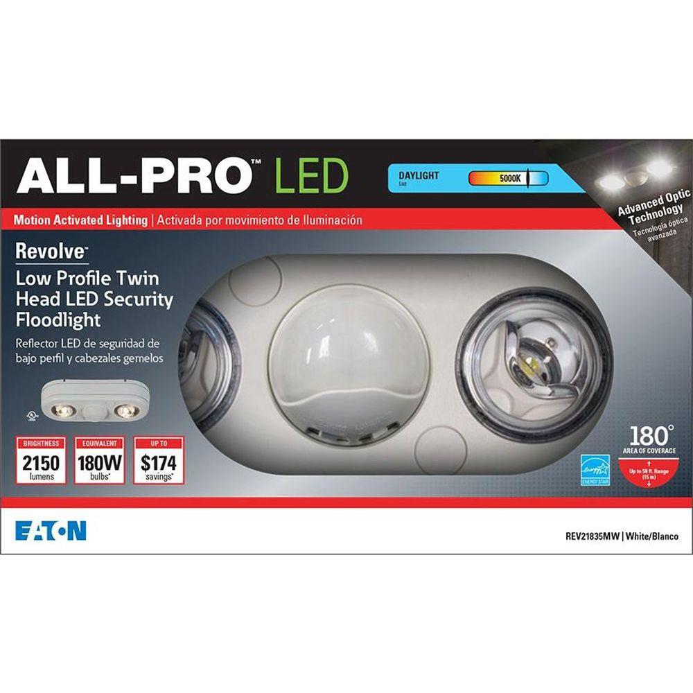 Consumer REV21850MW Revolve™ Motion Sensor 180° Twin-Head LED Floodlight, White