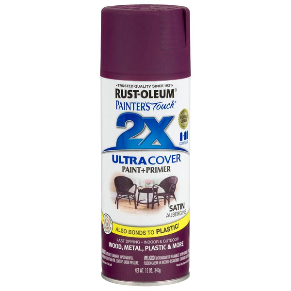 Rust-Oleum® 257419 Painter's Touch® 2X Spray Paint, Satin Aubergine, 12 Oz