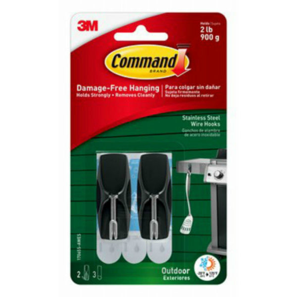 Command™ 17065S-AWES Outdoor Stainless Steel Wire Hooks, Medium, 2-Count
