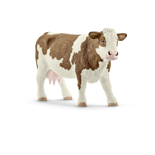 Schleich® 13801 Simmental Cow Toy for Ages 3 & Up, Plastic, Brown & White