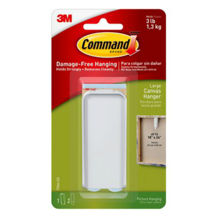 Command™ 17044-ES Canvas Picture Hanger w/ 2 Foam Strips & 1 Hook, White, Large