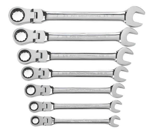 GearWrench® 9700 SAE Flex-Head Combination Ratcheting Wrench Set, 7-Piece