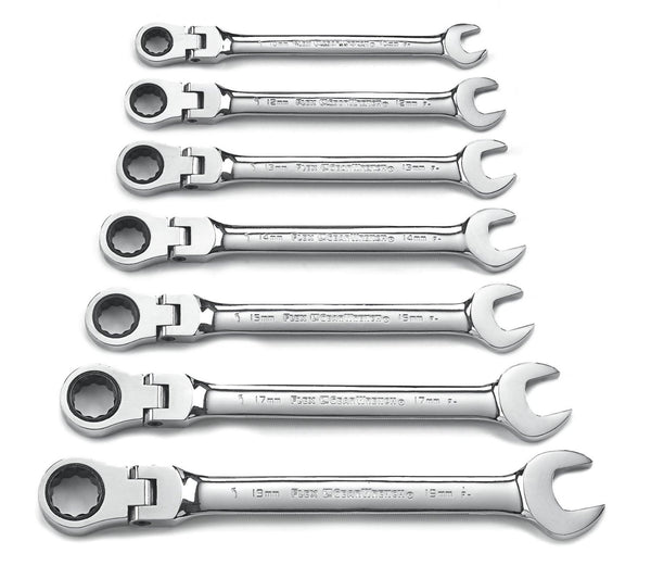 GearWrench® 9900 Metric Flex-Head Combination Ratcheting Wrench Set, 7-Piece