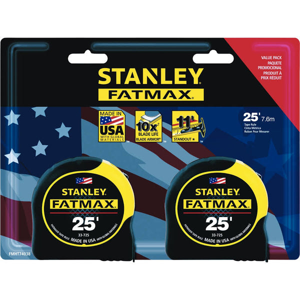 Stanley FMHT74038 FatMax Tape Measure, 25', 2-Pack
